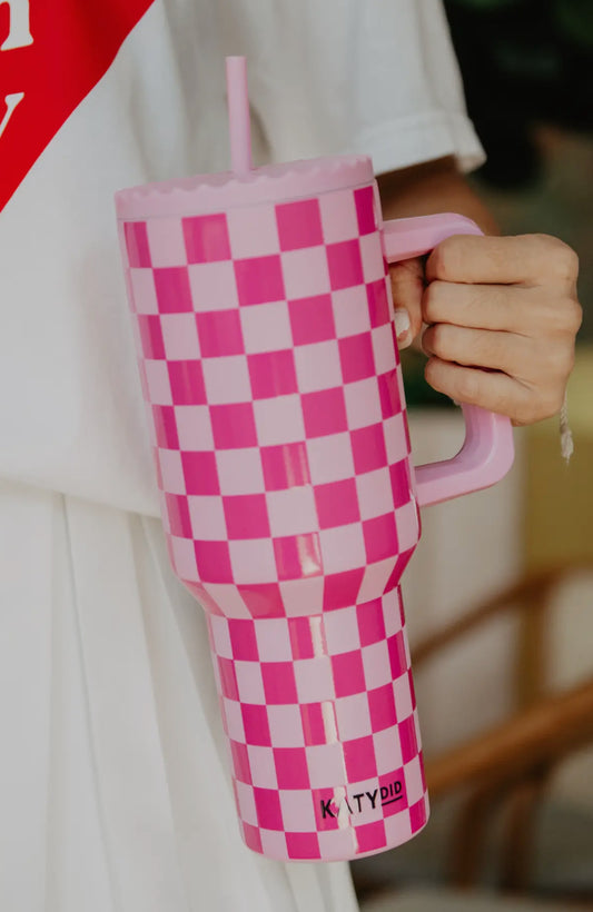 pink checkered 40oz tumbler // PREORDER! // OPEN UNTIL 1/2 + ships mid january