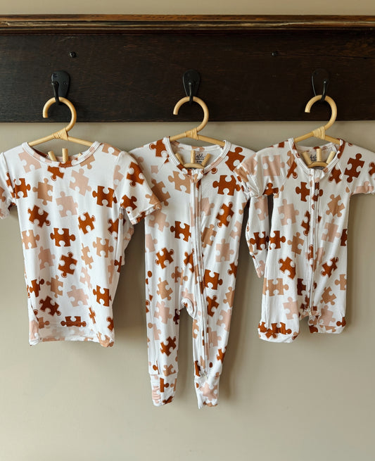 LOVE YOU TO [PUZZLE] PIECES bamboo pajamas // SHORTIE, ZIPPY, or SHORT SLEEVE TWO-PIECE *100% of profits donated to our friend Campbell*