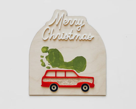 merry christmas truck footprint craft