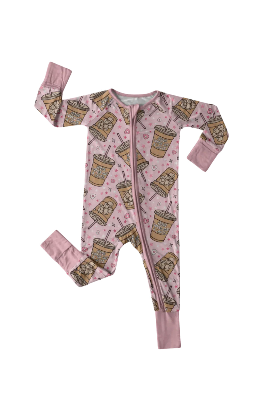 jesus loves me a latte bamboo pajamas // FOOTIE or TWO-PIECE