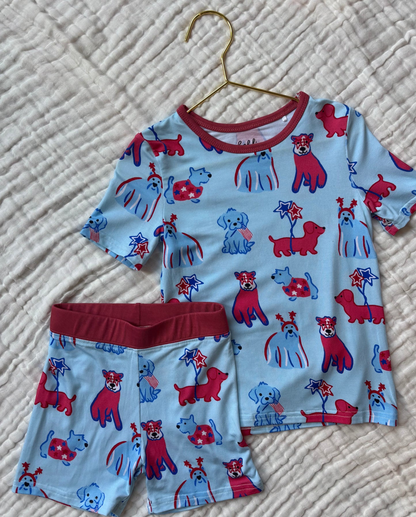 all-american pups bamboo pajamas // ZIPPY or SHORTS SET