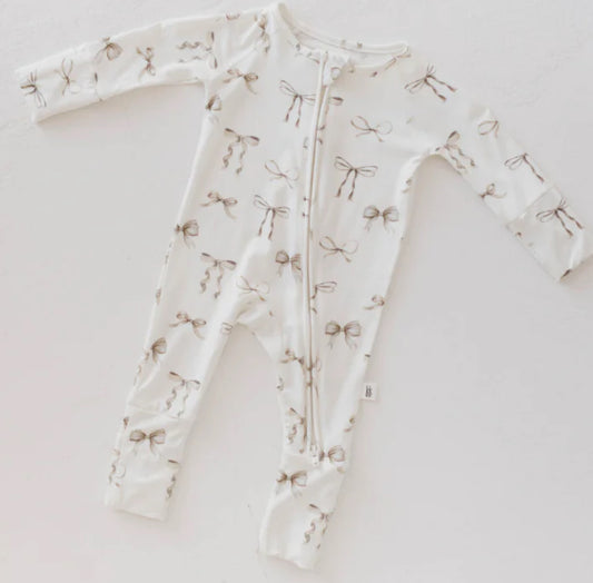 neutral bows bamboo pajamas // ZIPPY or LONG SLEEVE TWO-PIECE