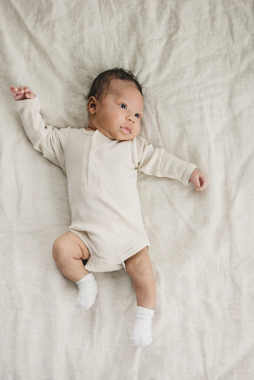 oatmeal ribbed cotton bodysuit