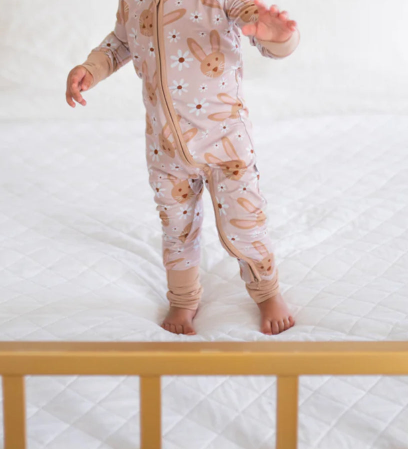 girly bunny bamboo pajamas // ZIPPY or SHORT SLEEVE TWO-PIECE