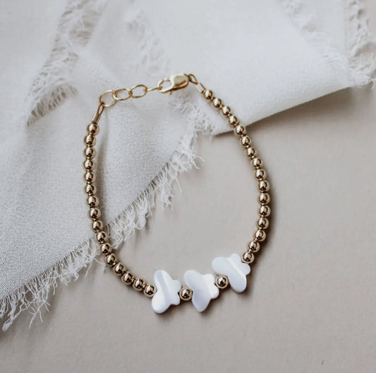 baby/toddler bracelet // pearl butterflies