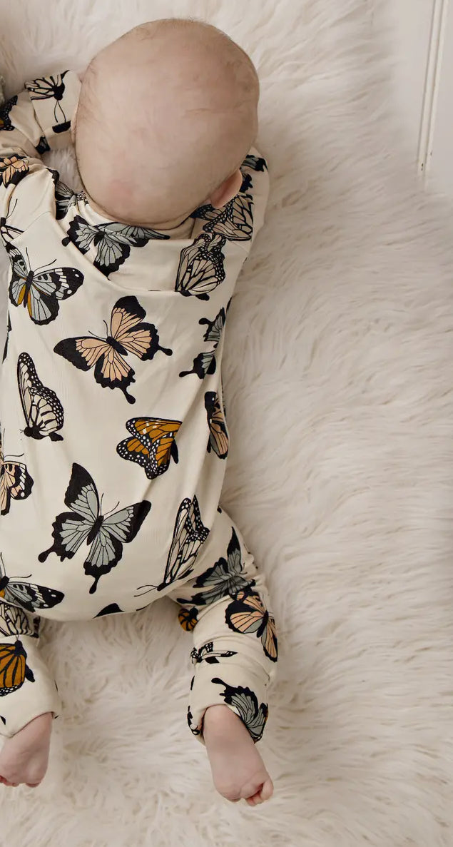butterfly bamboo pajamas // FOOTIE or LONG SLEEVE TWO-PIECE