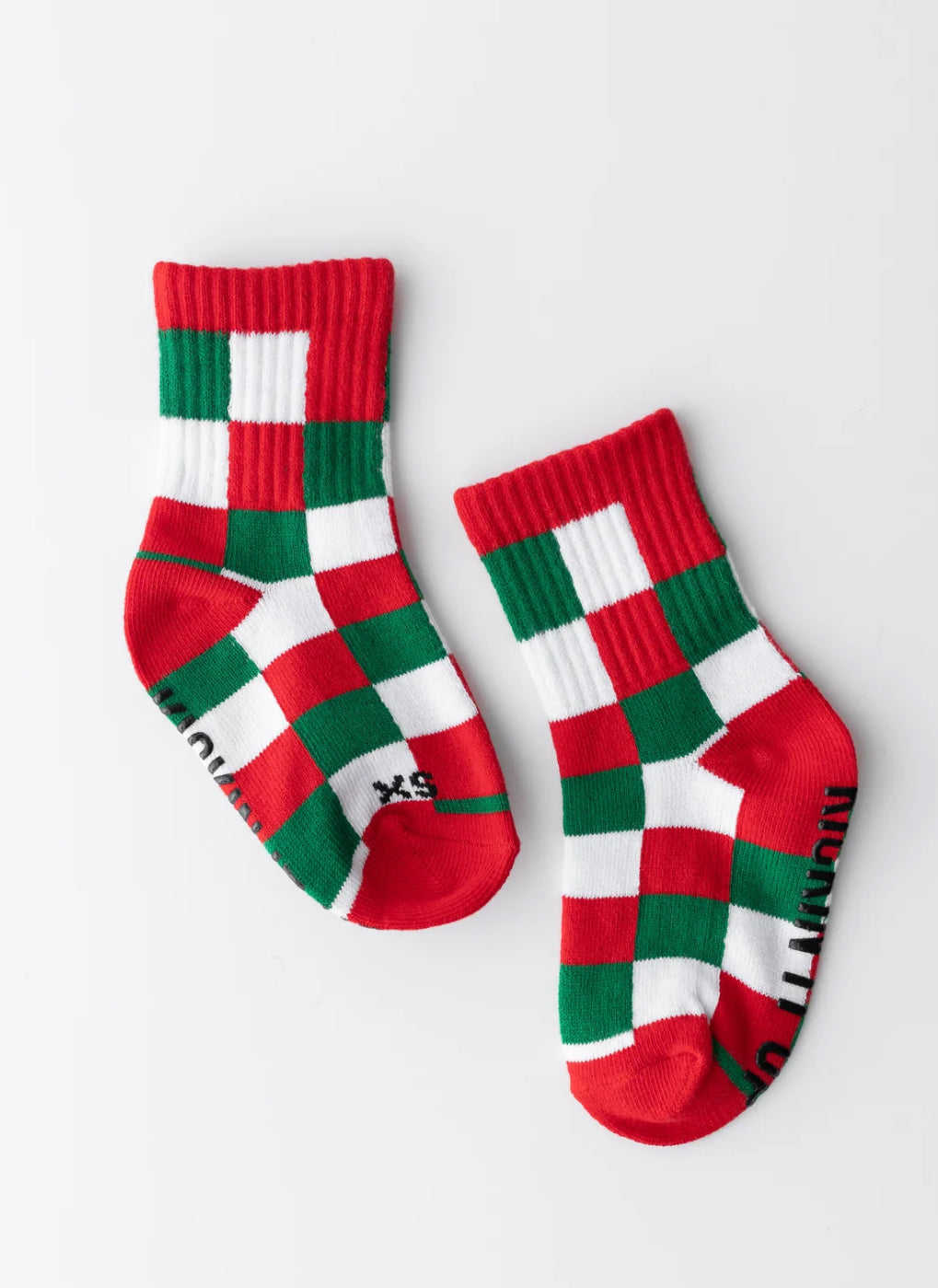 red + green checkered socks