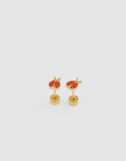 ladybug flat back studs // 18k gold