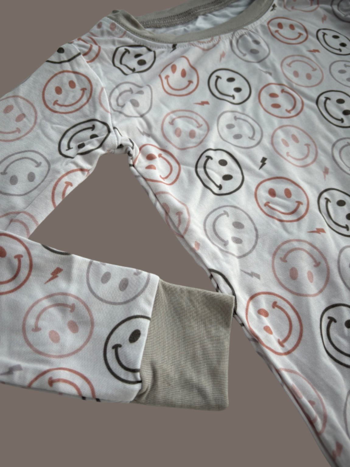 gender neutral smiley bamboo pajamas // FOOTIE or TWO-PIECE