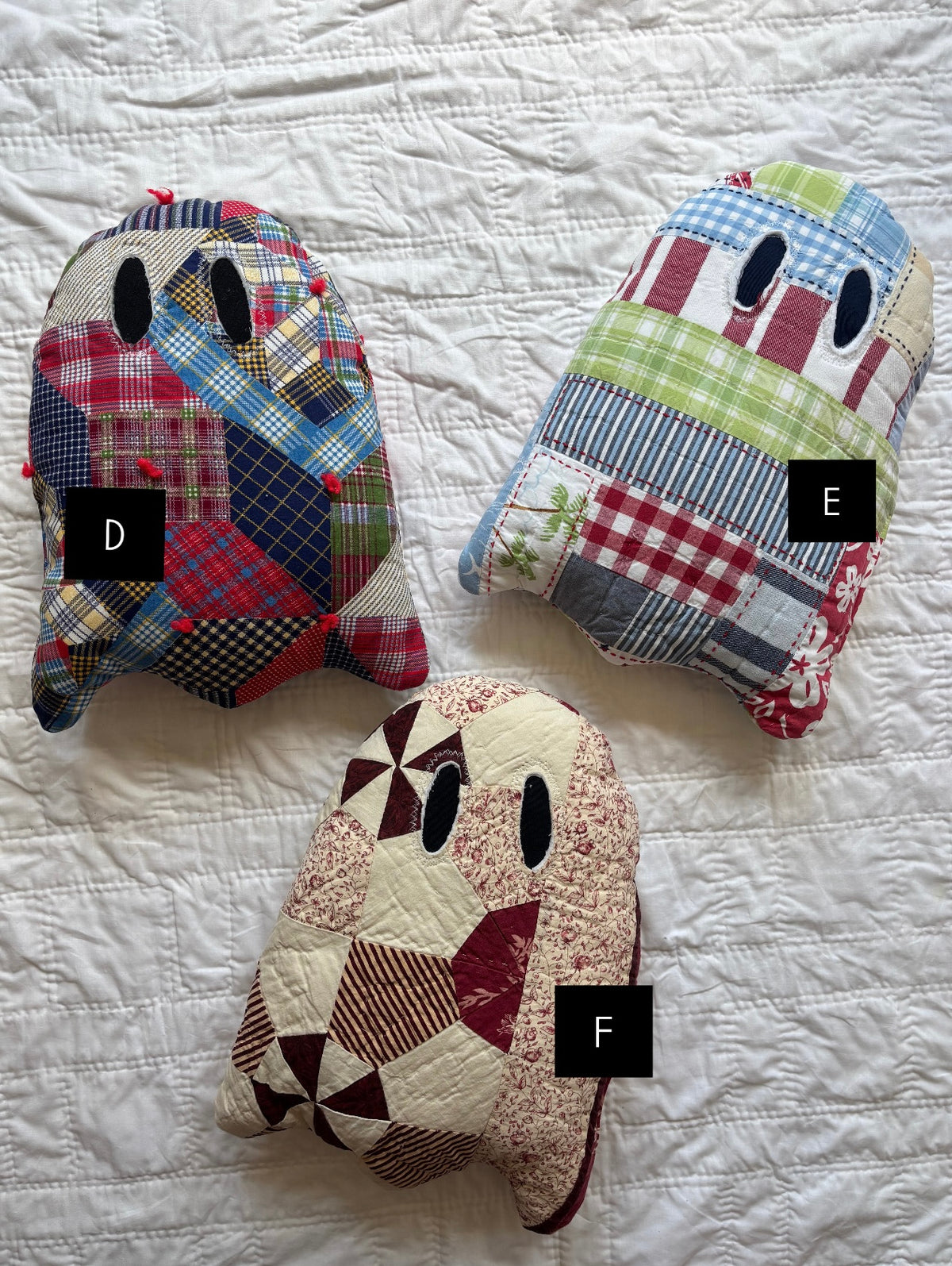 upcycled quilt ghost pillows