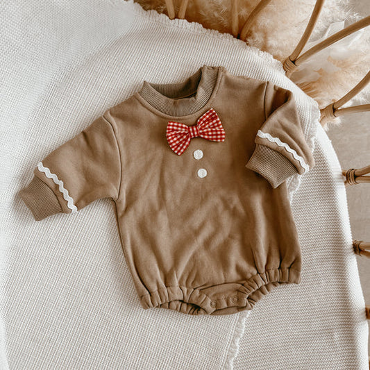 gingerbread long-sleeve bubble romper