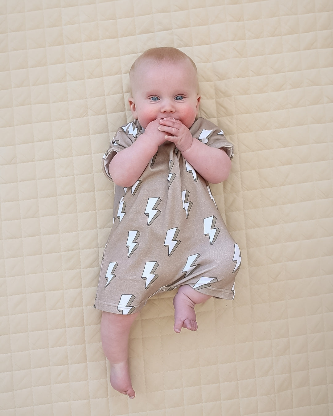 cotton romper // electric beige