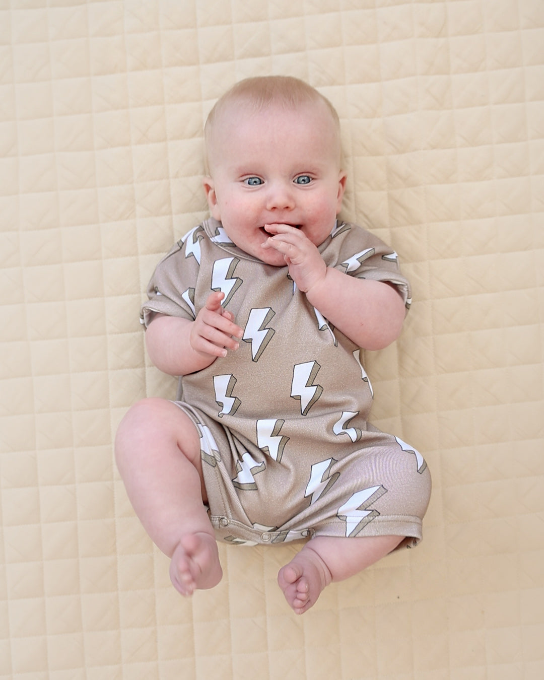 cotton romper // electric beige