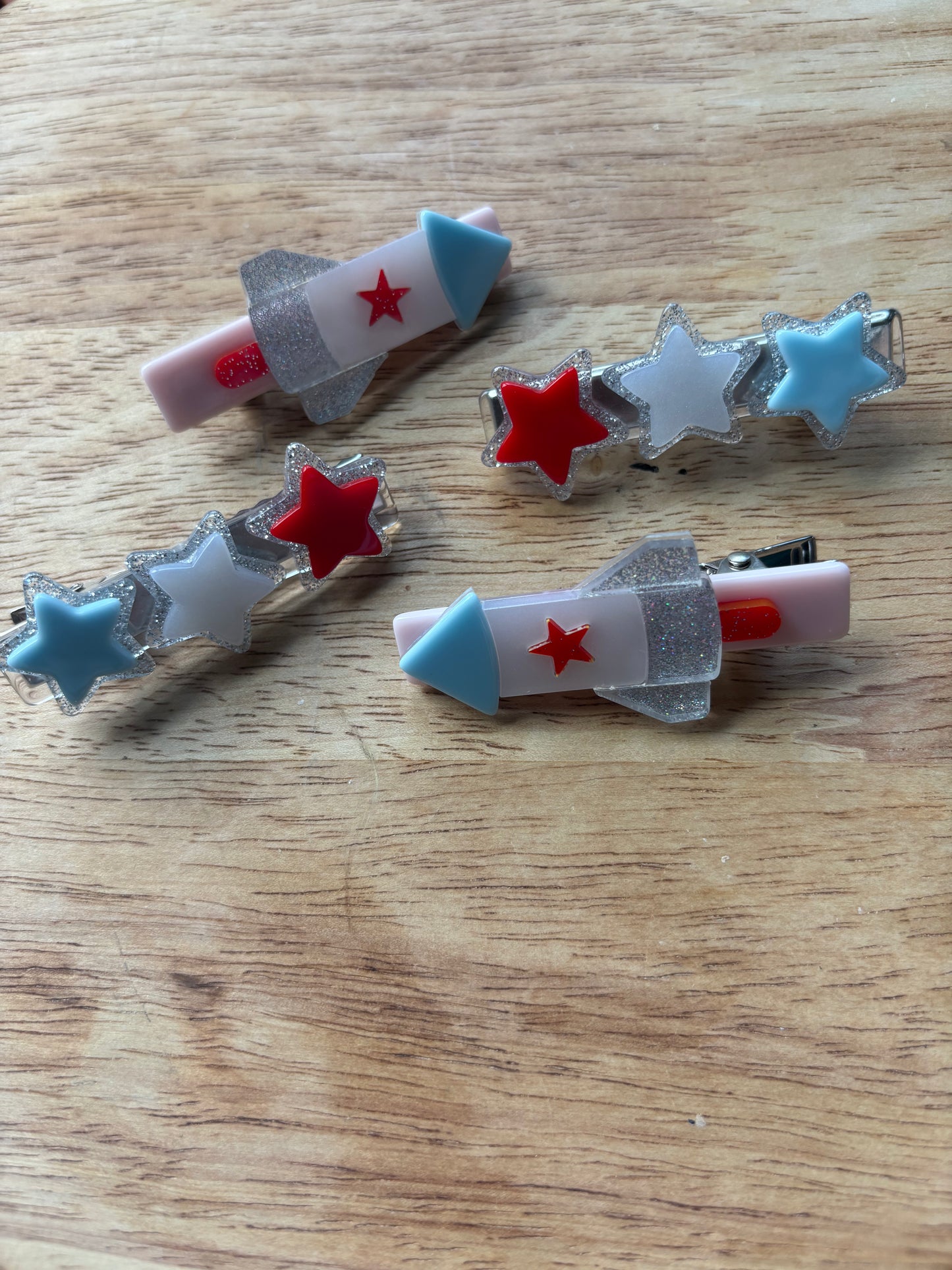 glittery patriotic alligator hair clips // sold individually