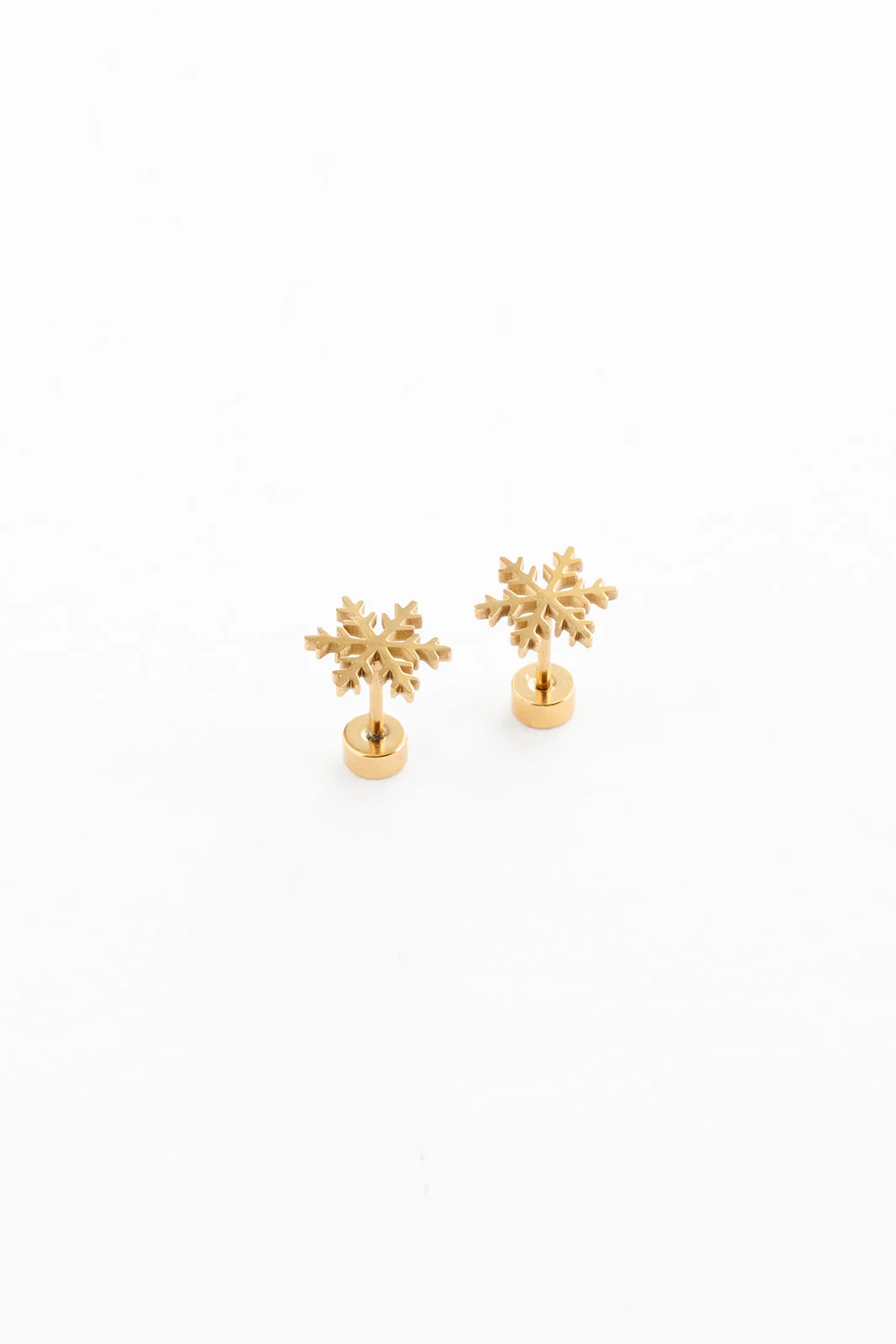 18k gold flat back studs // snowflake