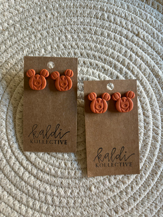 pumpkin mouse studs // handmade polymer clay earrings