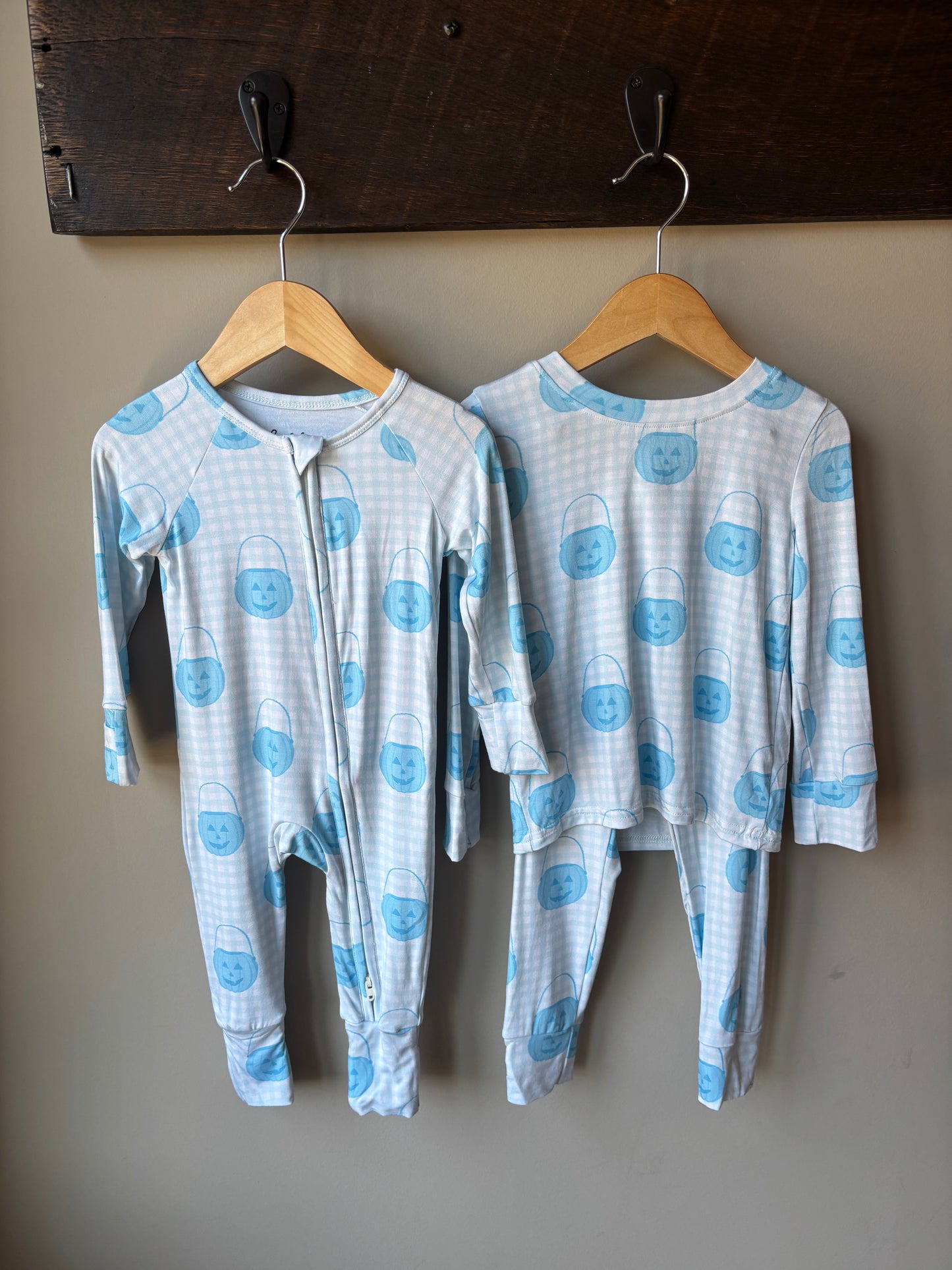 blue pumpkin pails bamboo pajamas // ZIPPY or LONG SLEEVE TWO-PIECE SET