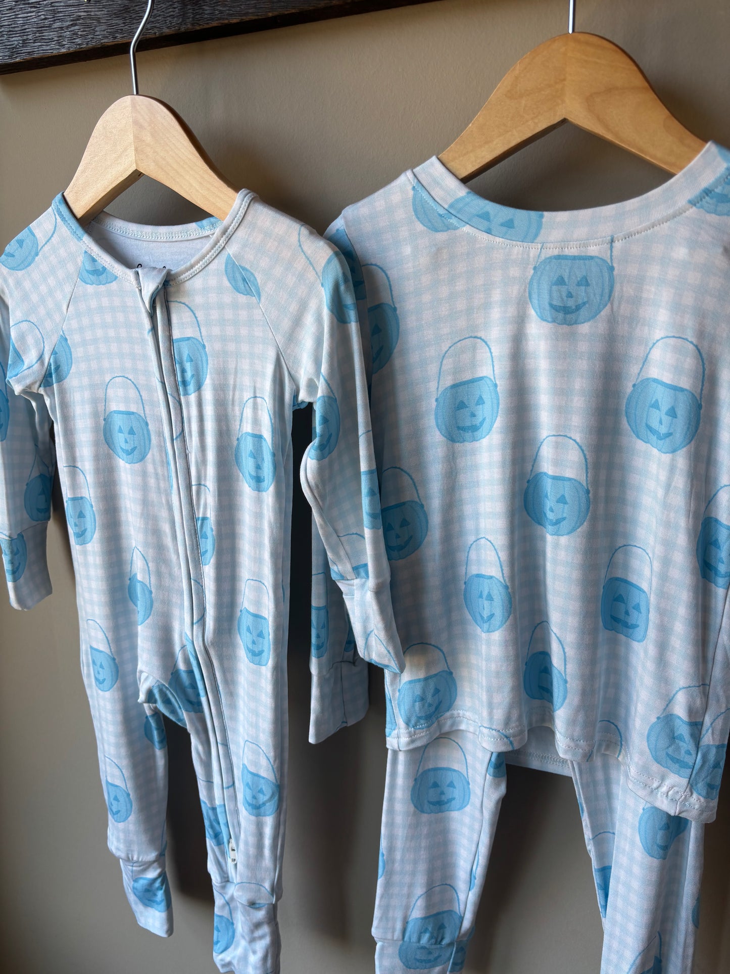blue pumpkin pails bamboo pajamas // ZIPPY or LONG SLEEVE TWO-PIECE SET