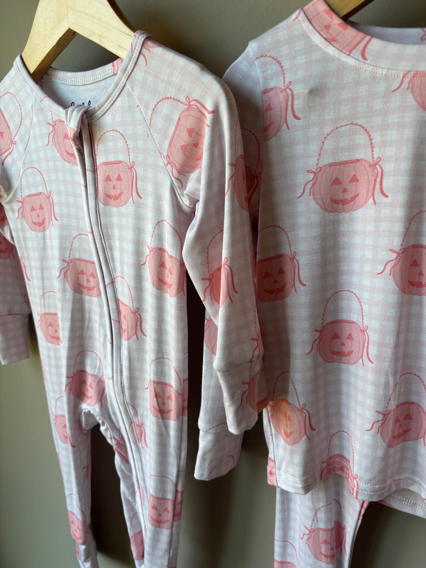pink pumpkin pails bamboo pajamas // ZIPPY or LONG SLEEVE TWO-PIECE SET
