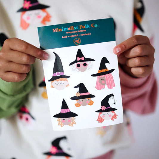 cute witches temporary tattoos // 1 sheet