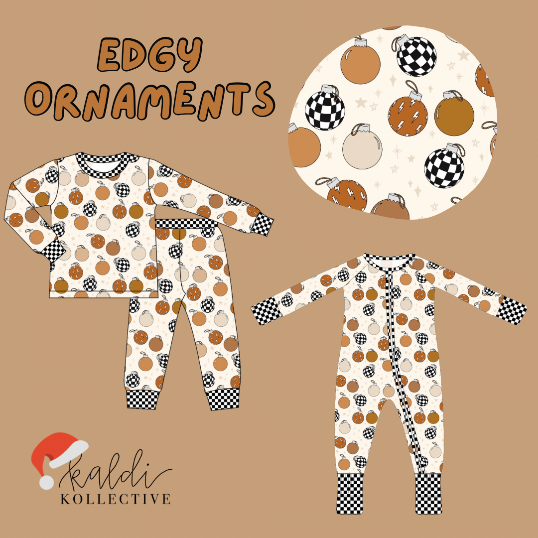 edgy ornaments bamboo pajamas // zippy or long-sleeve two-piece set