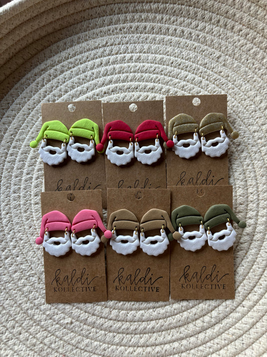 santa dangles // handmade polymer clay earrings