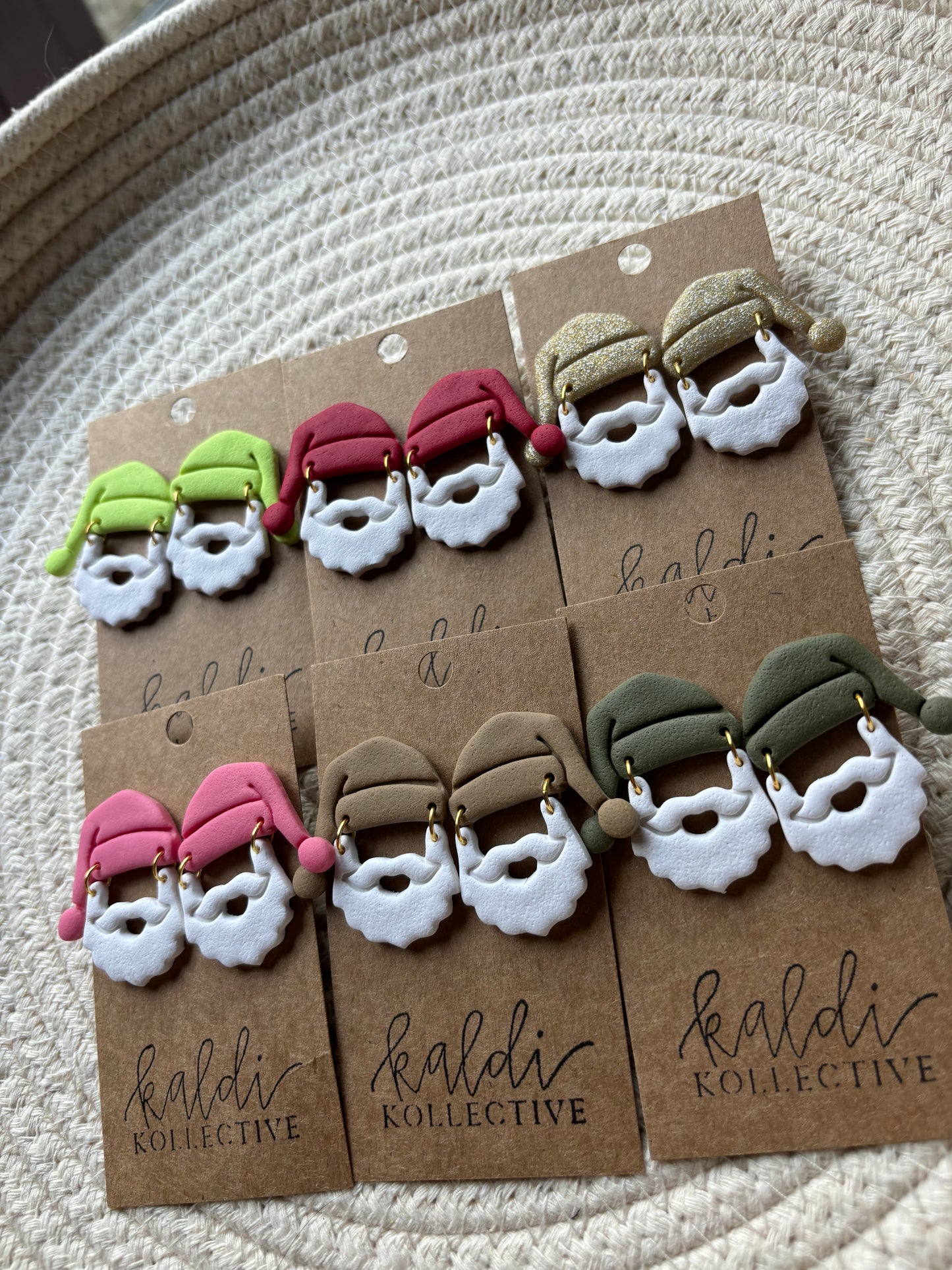 santa dangles // handmade polymer clay earrings