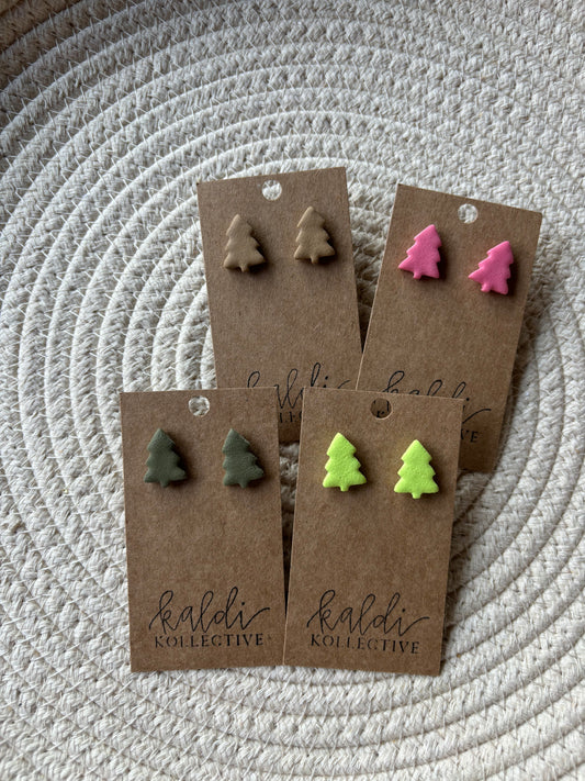 christmas tree studs // handmade polymer clay earrings