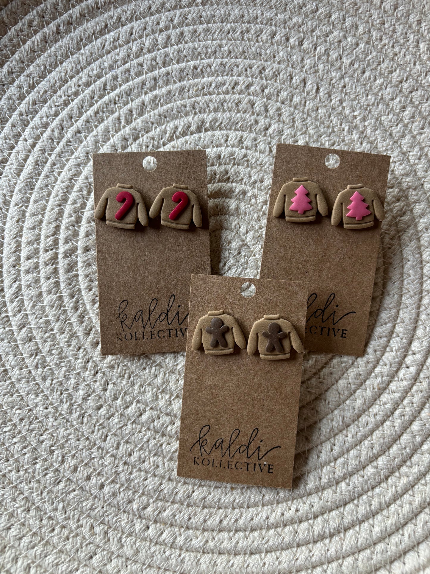 sweater studs // handmade polymer clay earrings