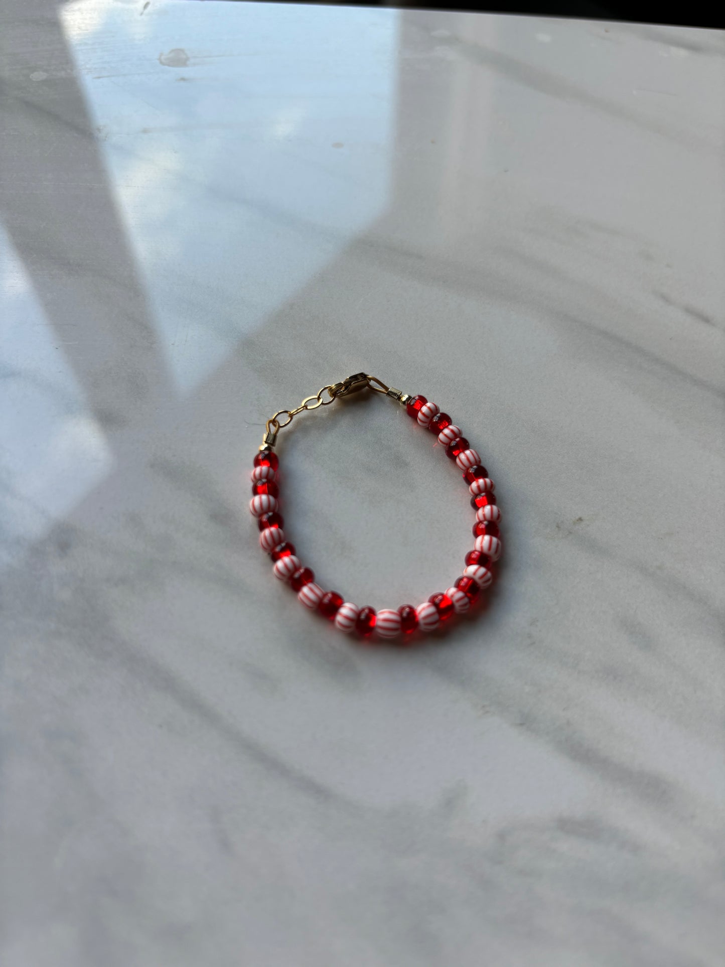 baby/toddler bracelet // candy cane christmas