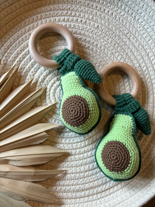 avocado crochet rattle