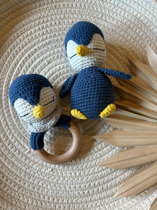 penguin crochet rattle set