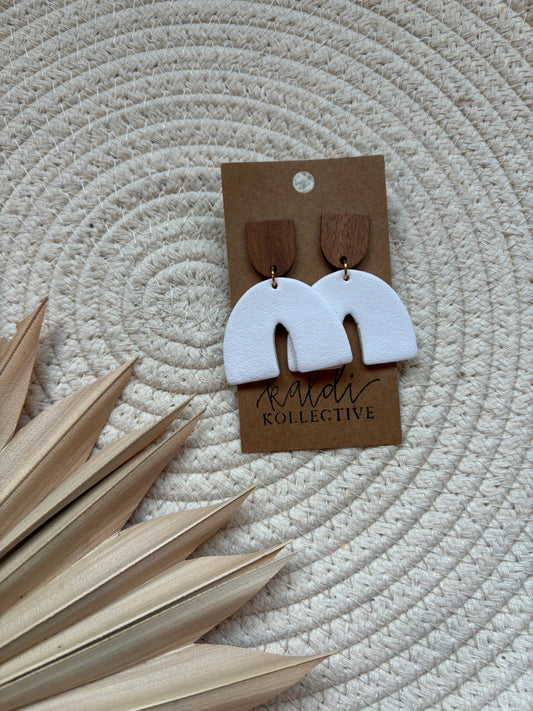 white arch dangles // handmade polymer clay earrings