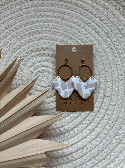 boho neutral dangles // handmade polymer clay earrings