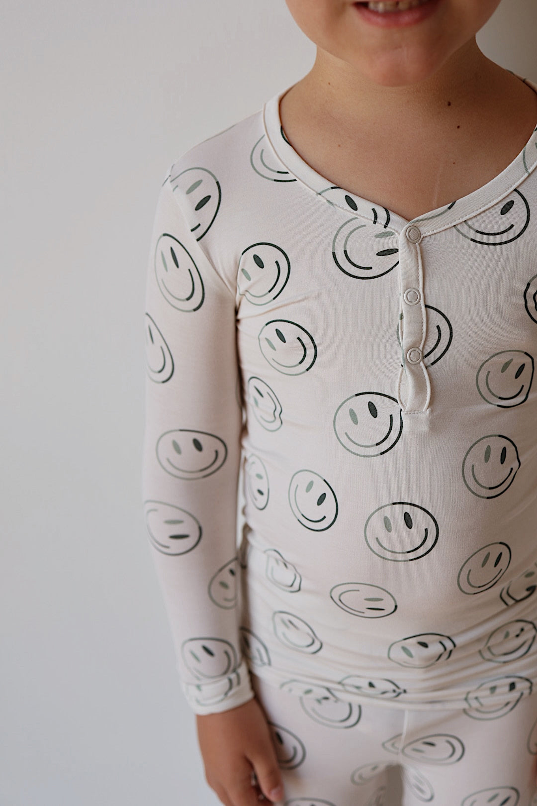 green smiles bamboo pajamas // LONG-SLEEVE SET (mama + me)