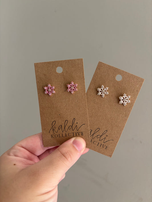 sparkly snowflake stud earrings