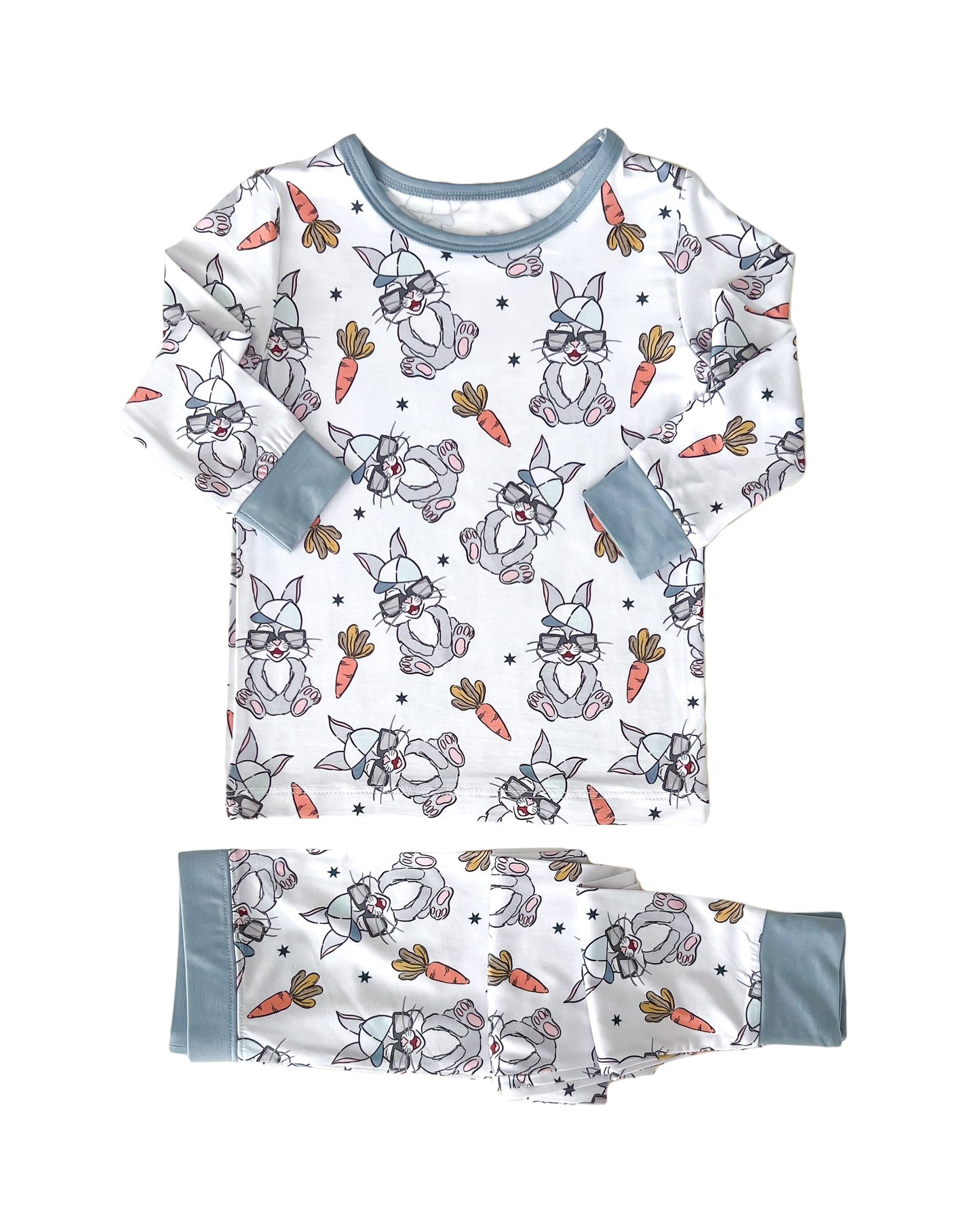 rad bunny bamboo pajamas // LONG-SLEEVE TWO-PIECE SET (sizing up to 8/9)