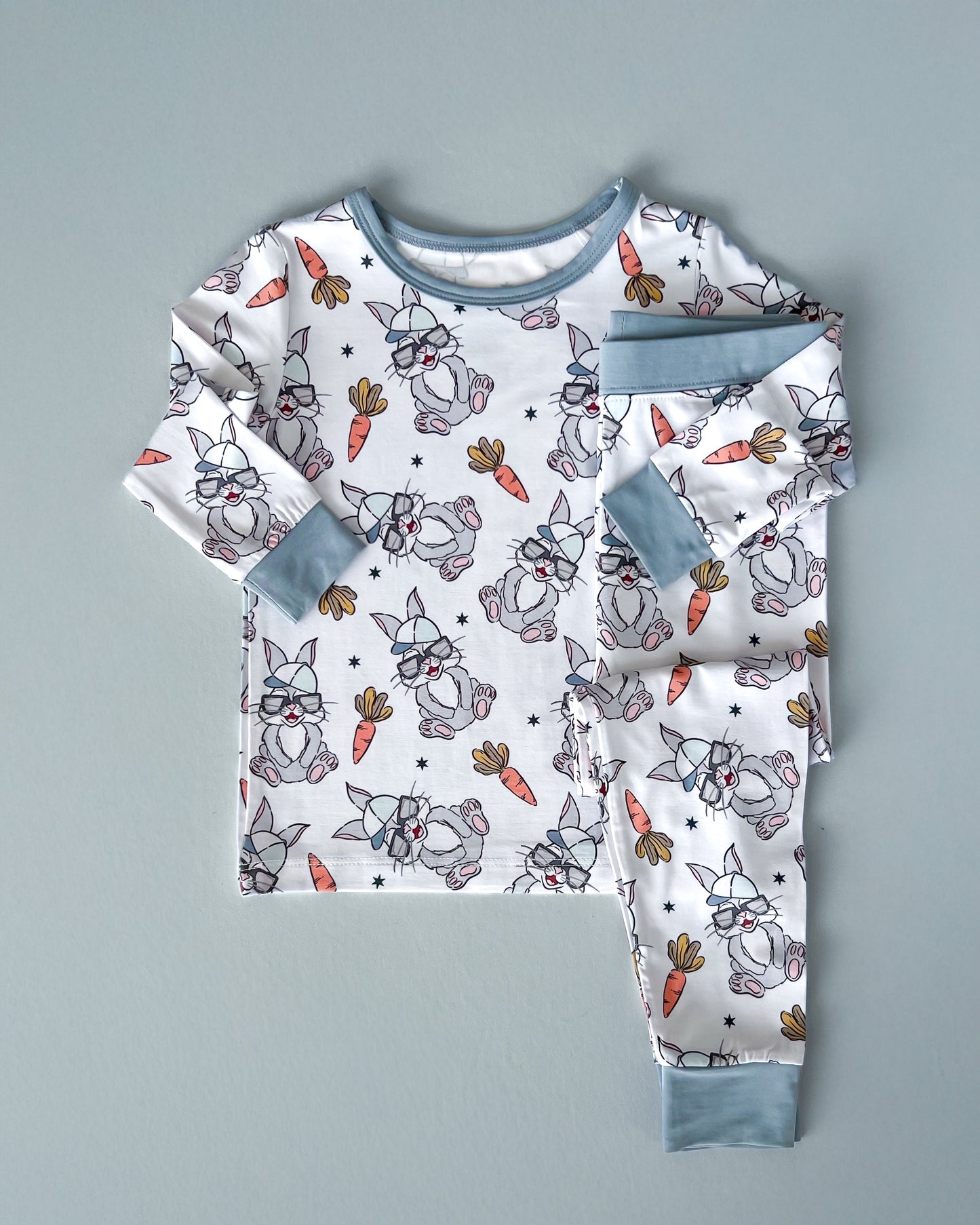 rad bunny bamboo pajamas // LONG-SLEEVE TWO-PIECE SET (sizing up to 8/9)