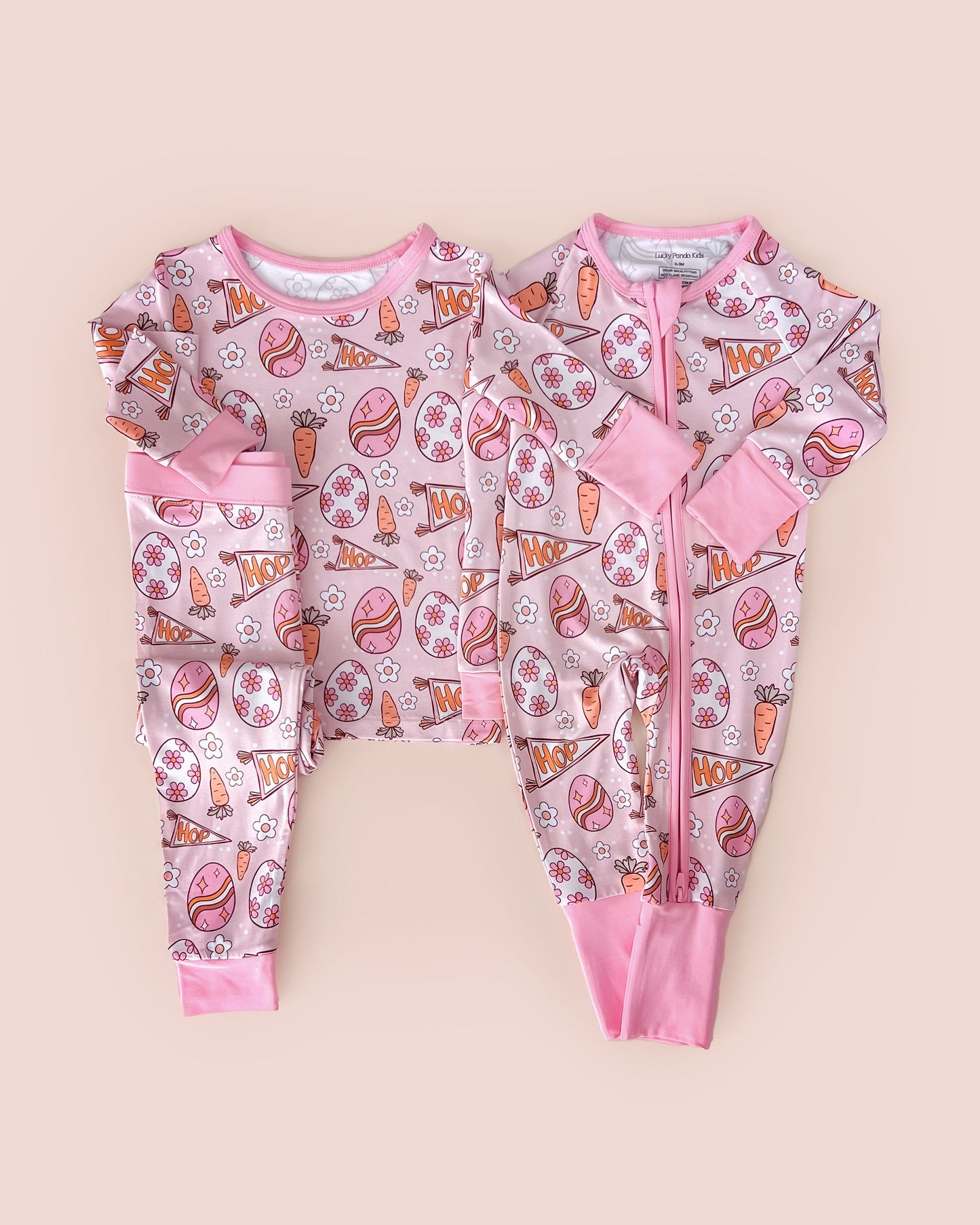 easter hop bamboo pajamas // LONG-SLEEVE TWO-PIECE SET (sizing up to 8/9)