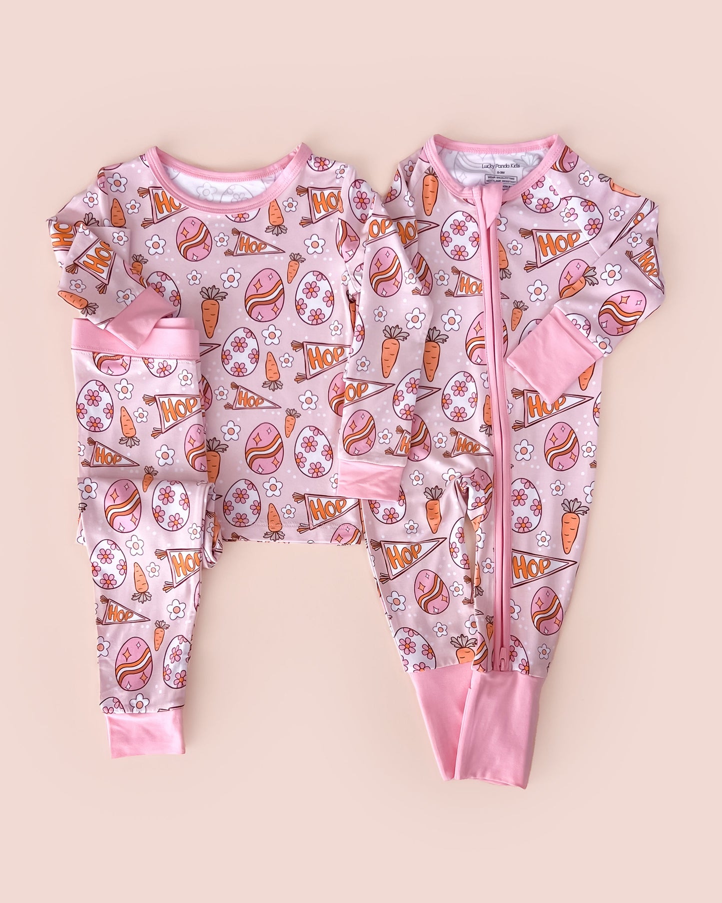 easter hop bamboo pajamas // LONG-SLEEVE TWO-PIECE SET (sizing up to 8/9)