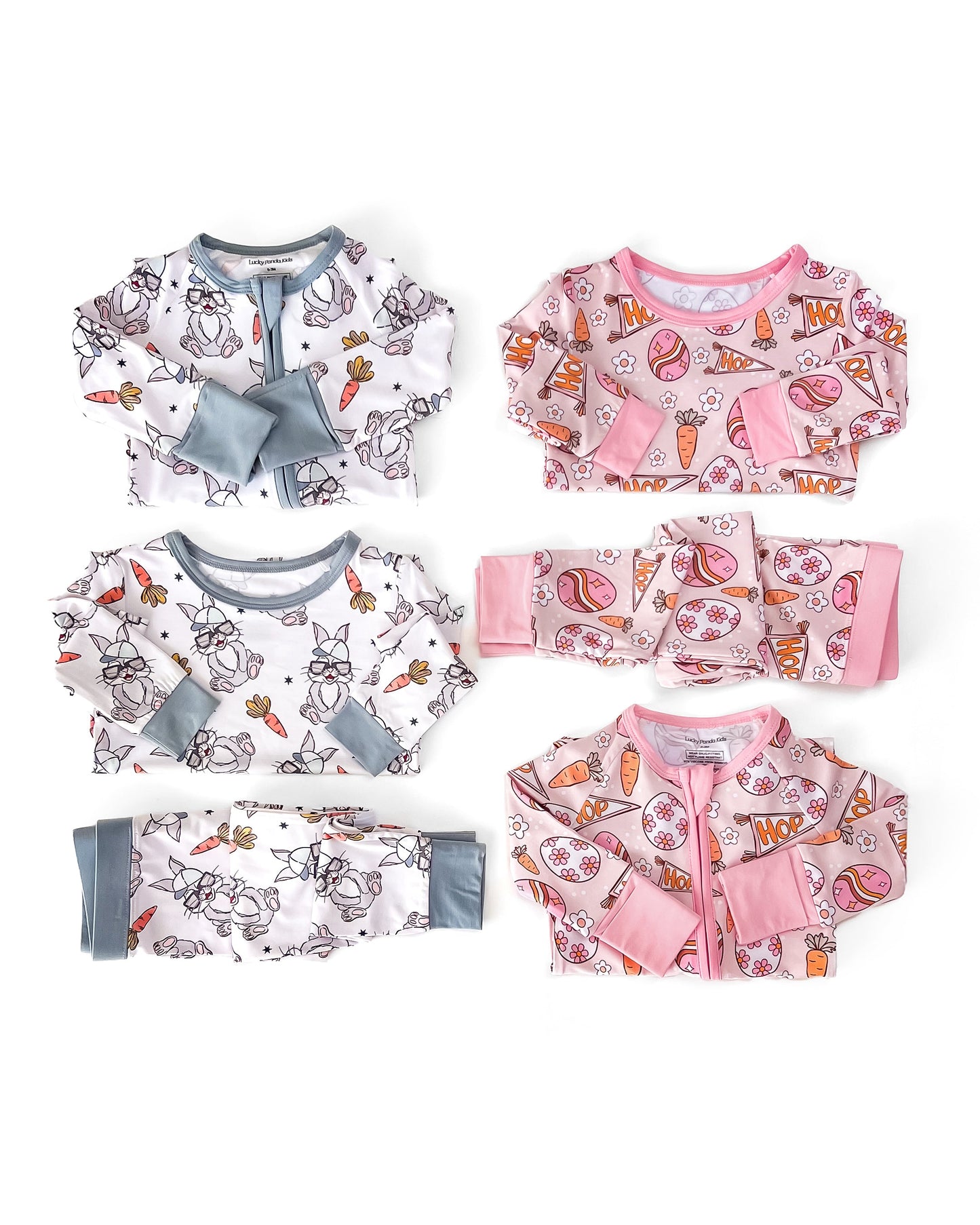 easter hop bamboo pajamas // LONG-SLEEVE TWO-PIECE SET (sizing up to 8/9)