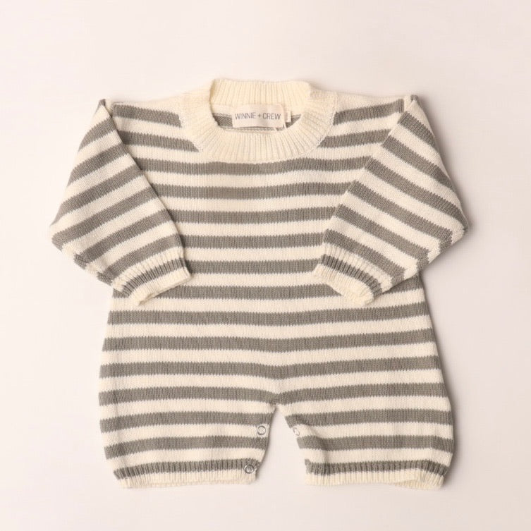 wallis knit romper // greyish green stripes