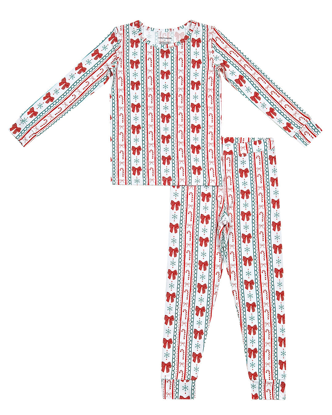 candy cane bows bamboo pajamas // LONG-SLEEVE TWO-PIECE SET