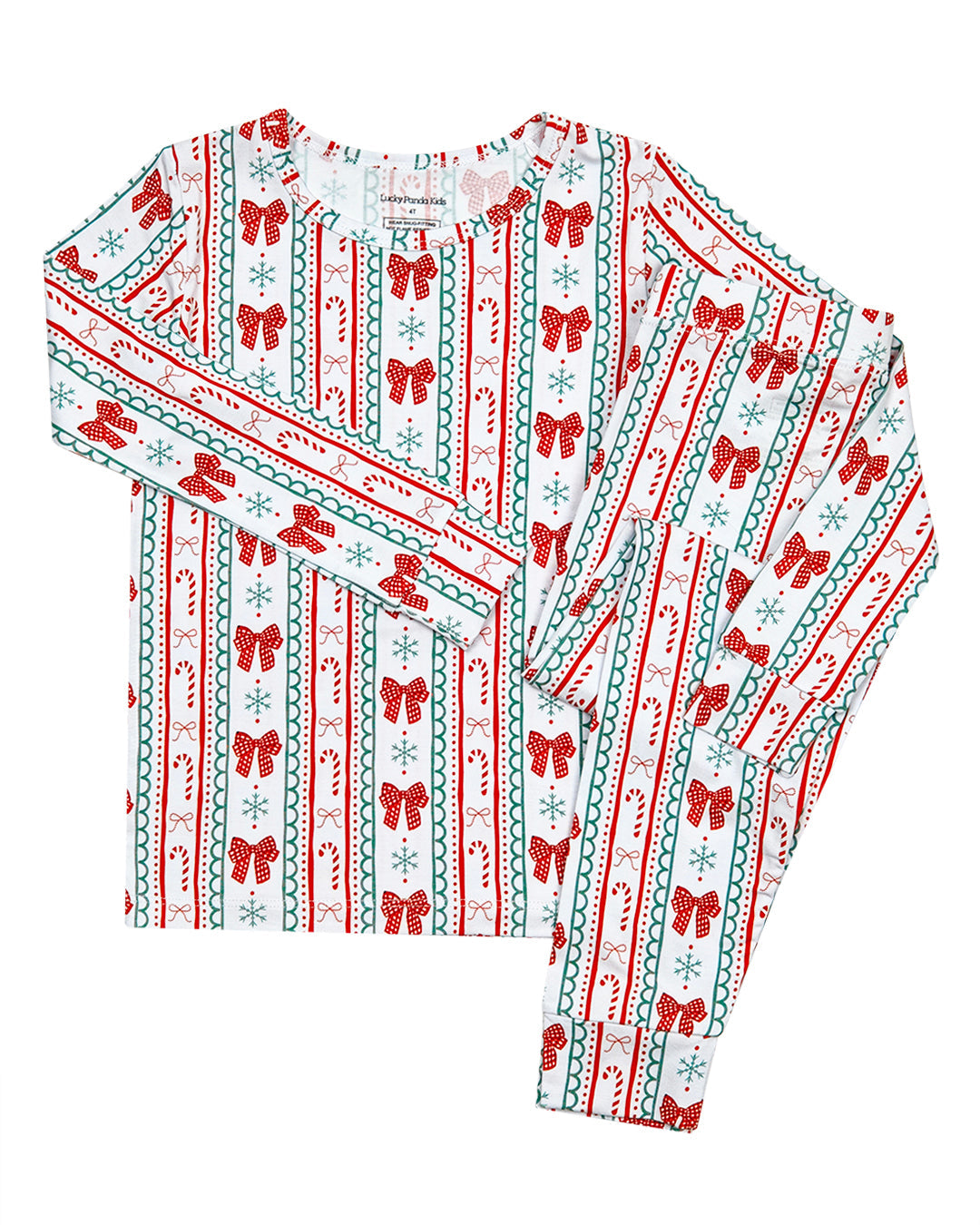 candy cane bows bamboo pajamas // LONG-SLEEVE TWO-PIECE SET