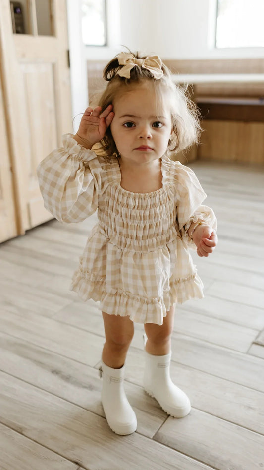 gingham ruffle romper