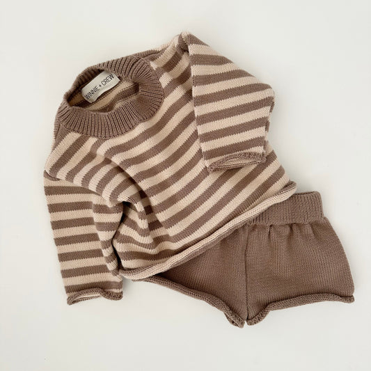 bowie knit set // brown stripes