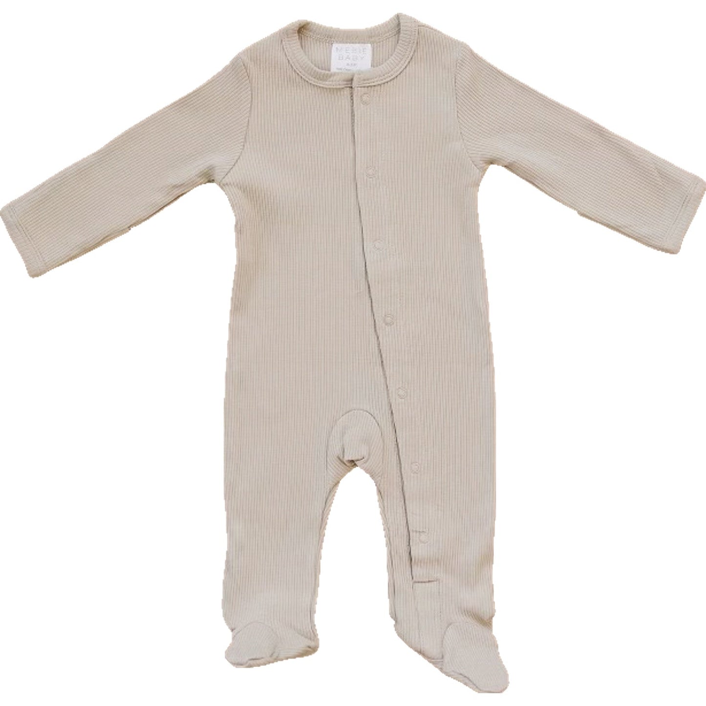 organic cotton ribbed snap pajamas // oatmeal