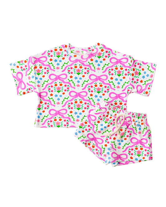 shorts set // coquette garden (sizing up to 8/9)