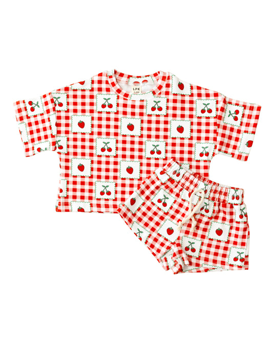 shorts set // berry gingham (sizing up to 8/9)