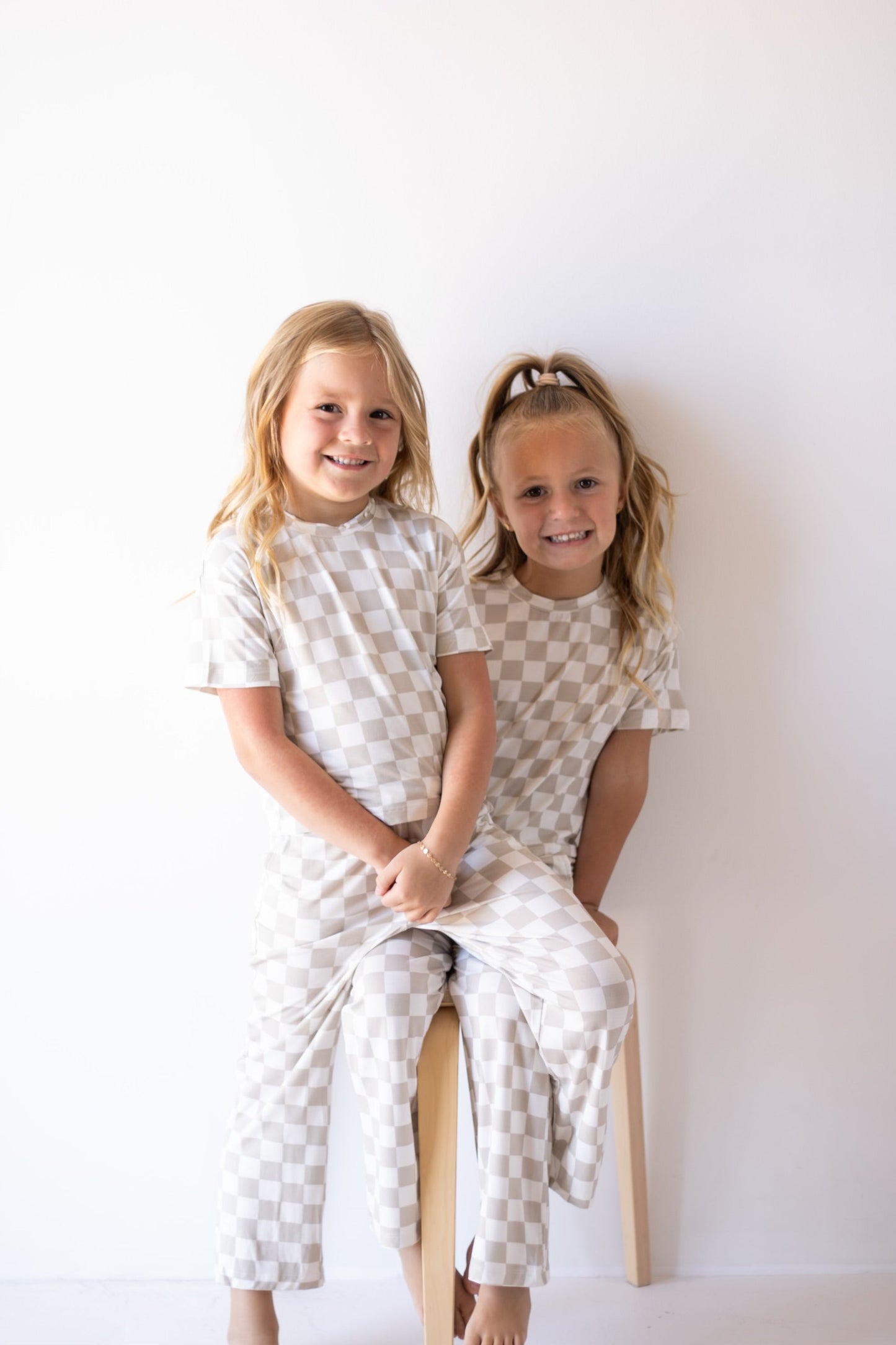 checkerboard bamboo pajamas // BOXY TEE LOUNGE SET (mama + me)